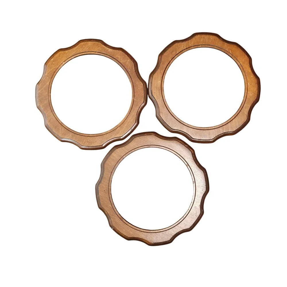 Vintage Bard's Products Genuine Wood Scalloped Round Picture Frames Set of 3